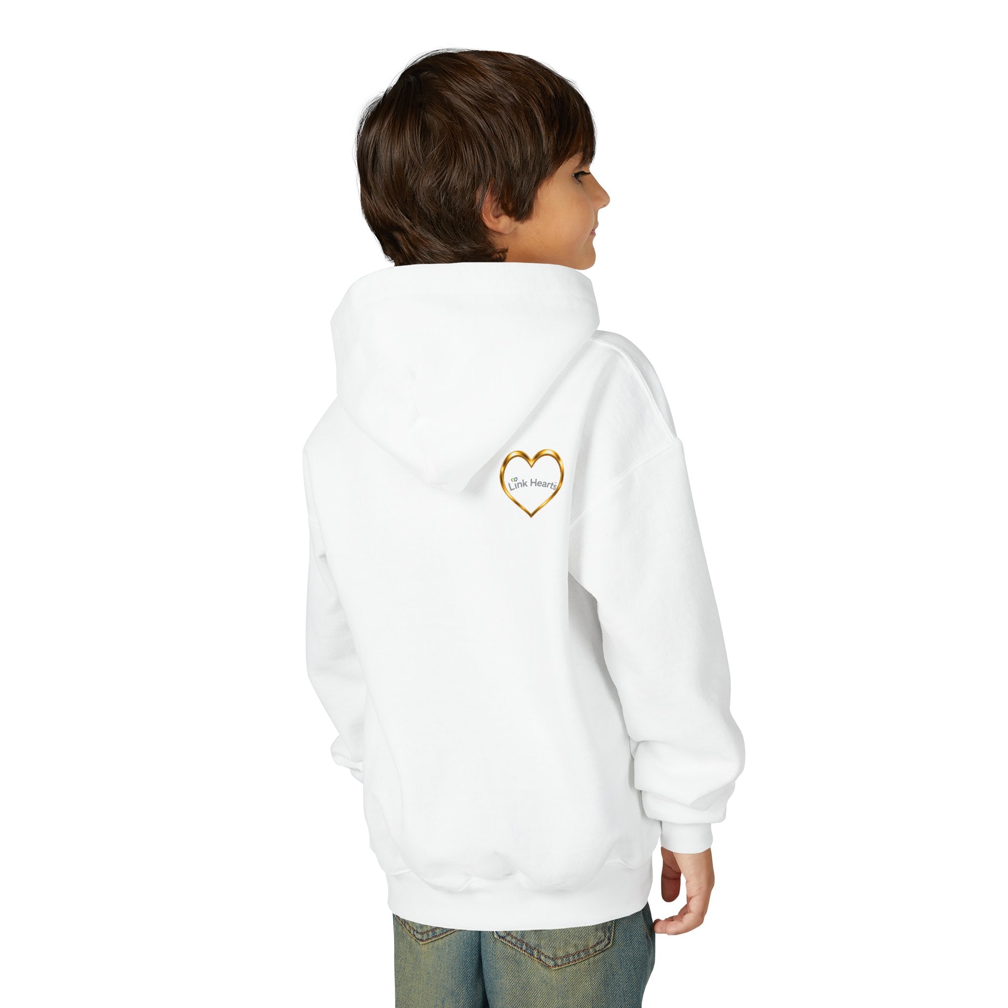 Youth Hoodie — Rainbow Heart Hands Design