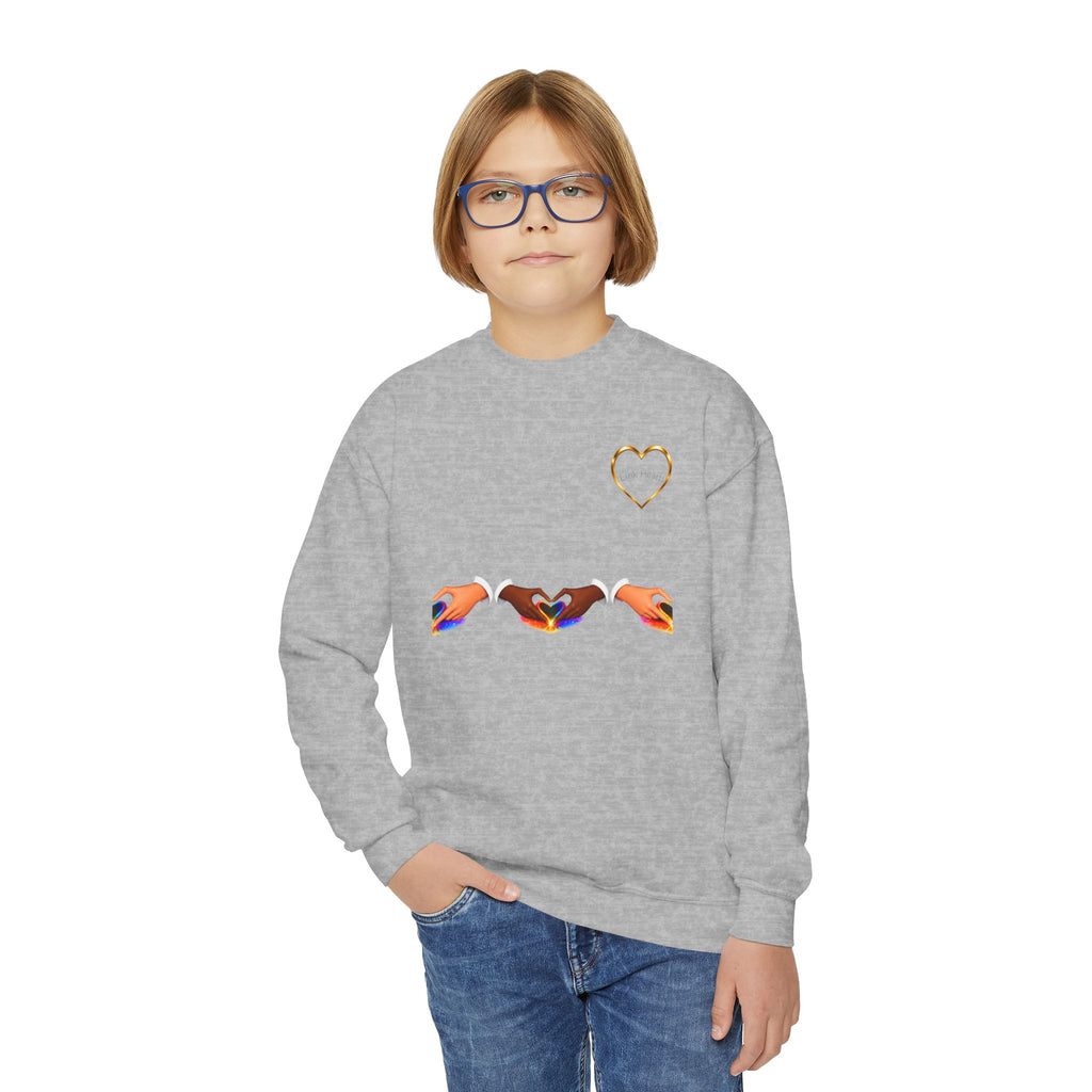 Link Hearts™ Youth Crewneck Sweatshirt — Cute Interlinked Hearts Graphic for Kids