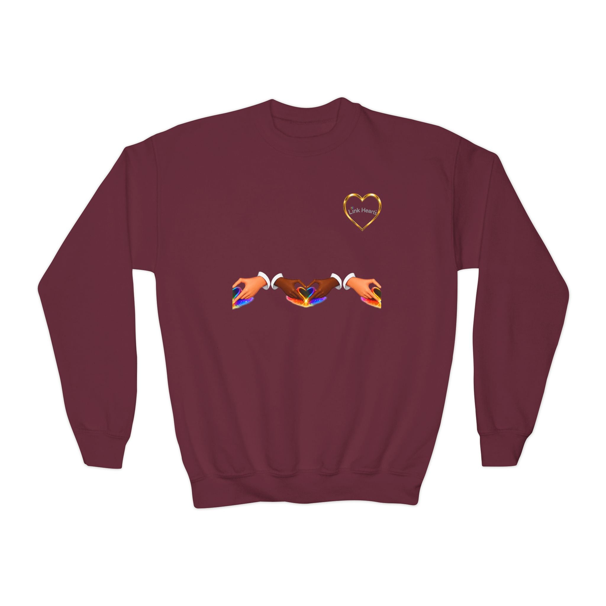 Link Hearts™ Youth Crewneck Sweatshirt — Cute Interlinked Hearts Graphic for Kids