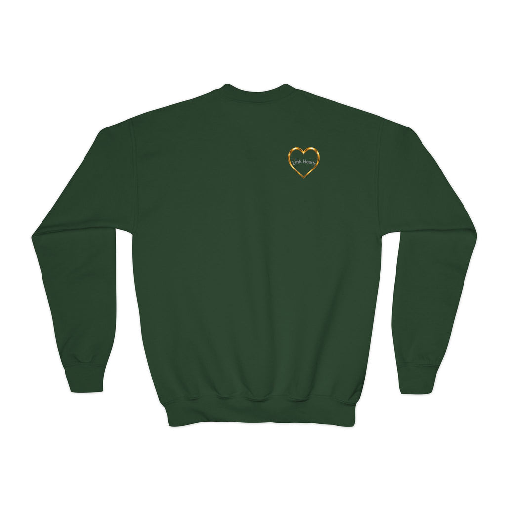 Link Hearts™ Youth Crewneck Sweatshirt — Heart Chain Graphic Pullover for Kids