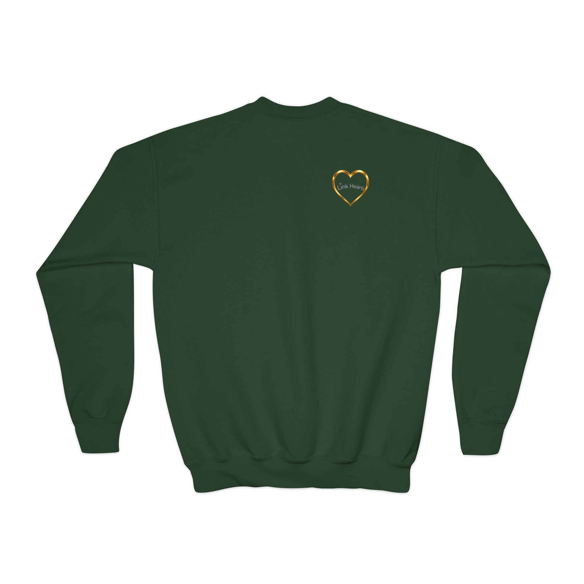 Link Hearts™ Youth Crewneck Sweatshirt — Heart Chain Graphic Pullover for Kids