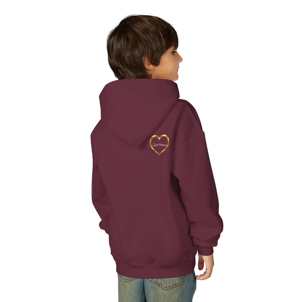 Youth Hoodie — Rainbow Heart Hands Design