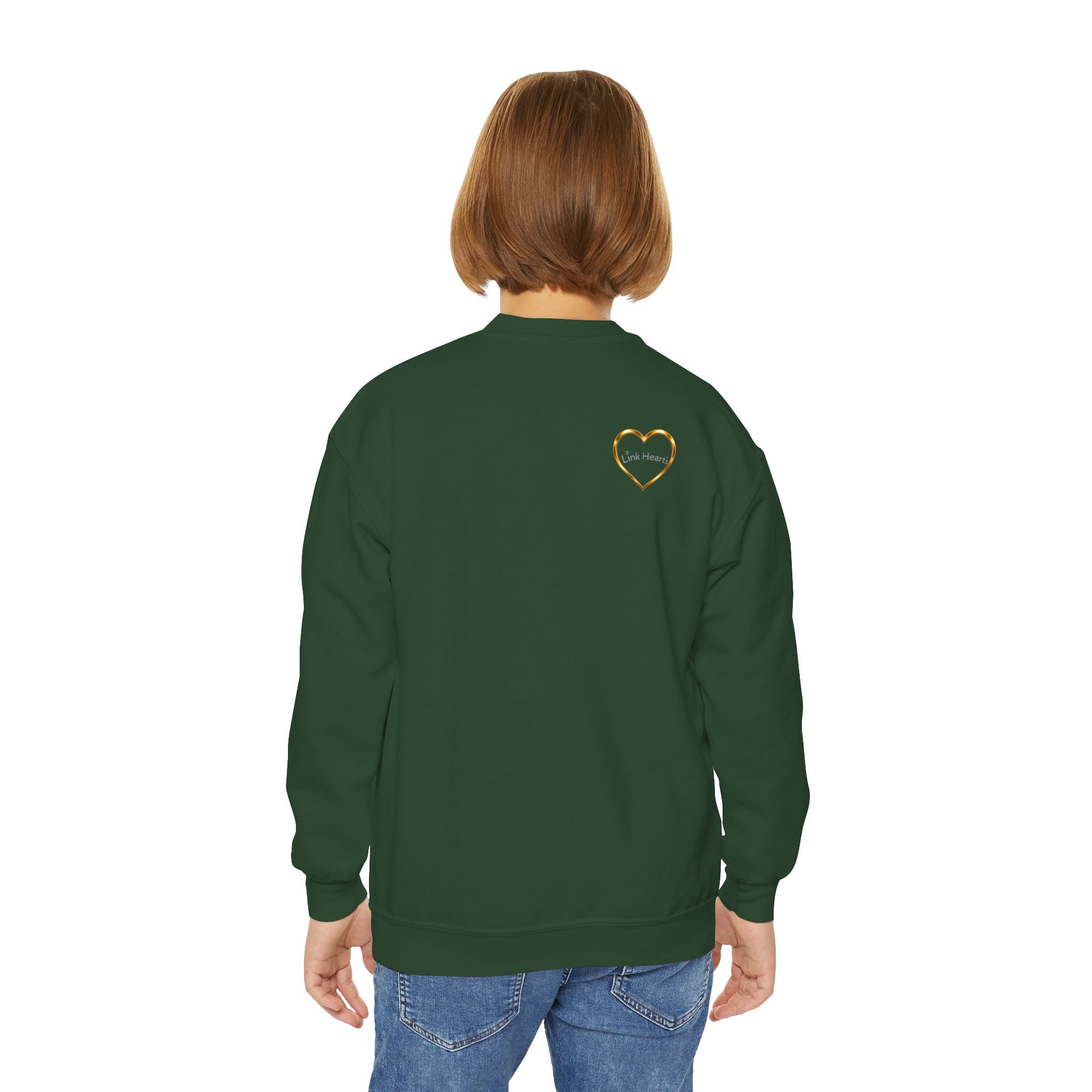 Link Hearts™ Youth Crewneck Sweatshirt — Heart Chain Graphic Pullover for Kids