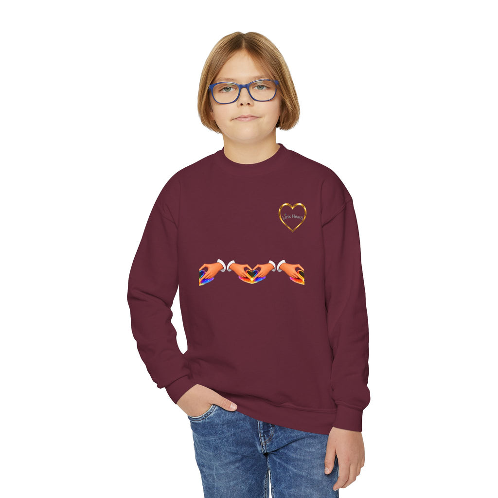 Link Hearts™ Youth Crewneck Sweatshirt — Kids' Heart Link Graphic Pullover