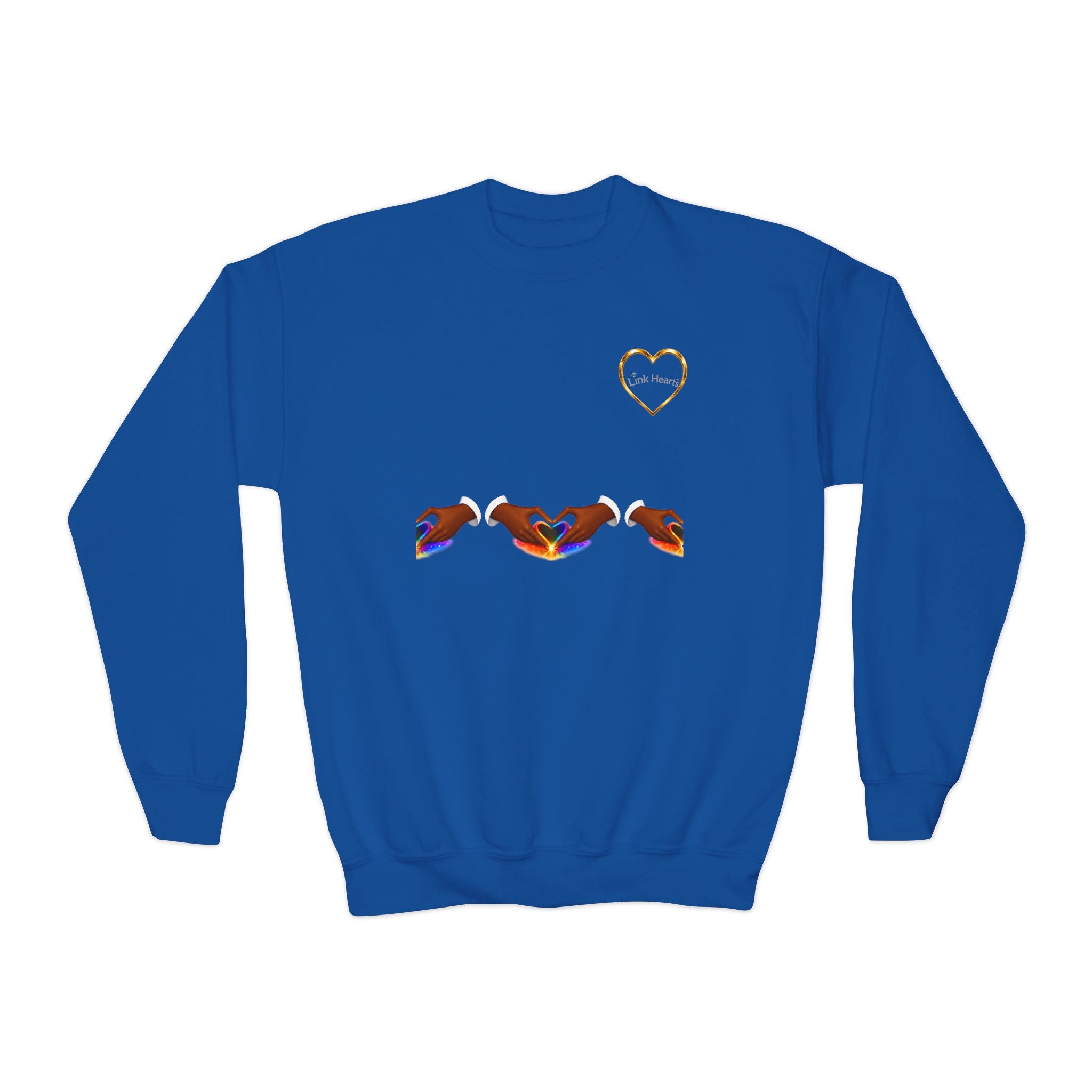 Link Hearts™ Youth Crewneck Sweatshirt — Heart Chain Graphic Pullover for Kids