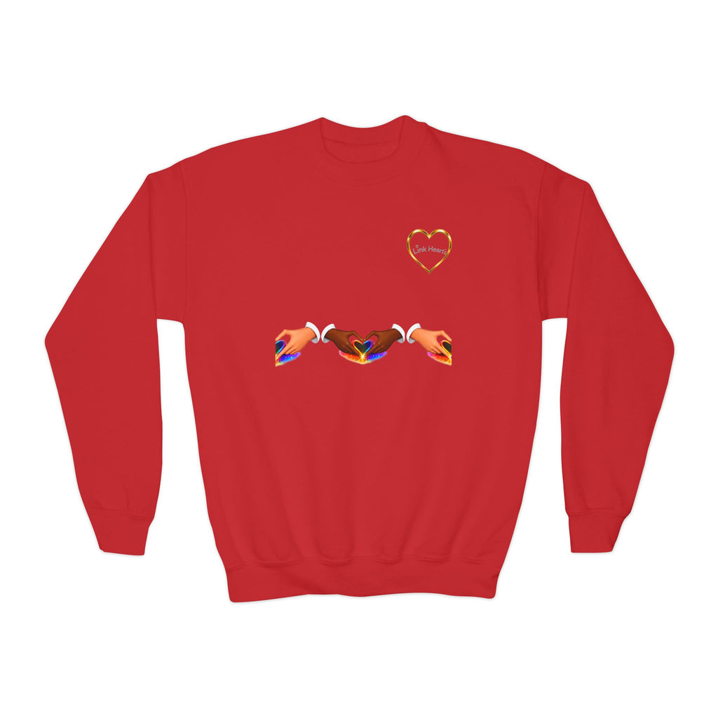 Link Hearts™ Youth Crewneck Sweatshirt — Cute Interlinked Hearts Graphic for Kids