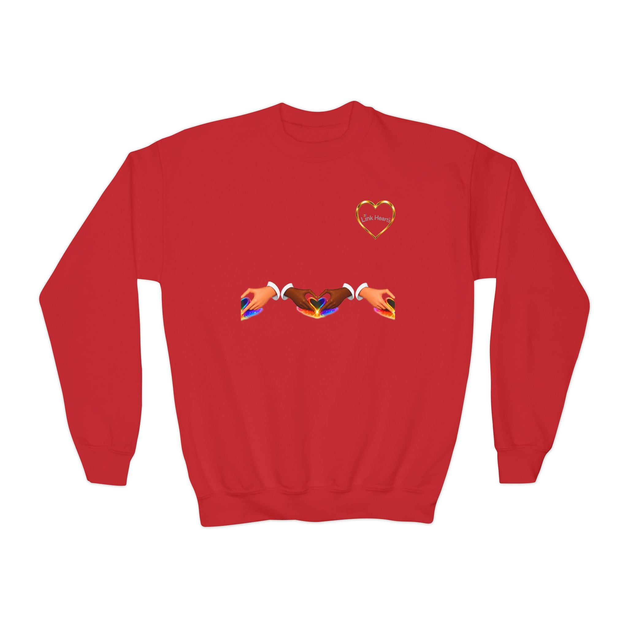 Link Hearts™ Youth Crewneck Sweatshirt — Cute Interlinked Hearts Graphic for Kids