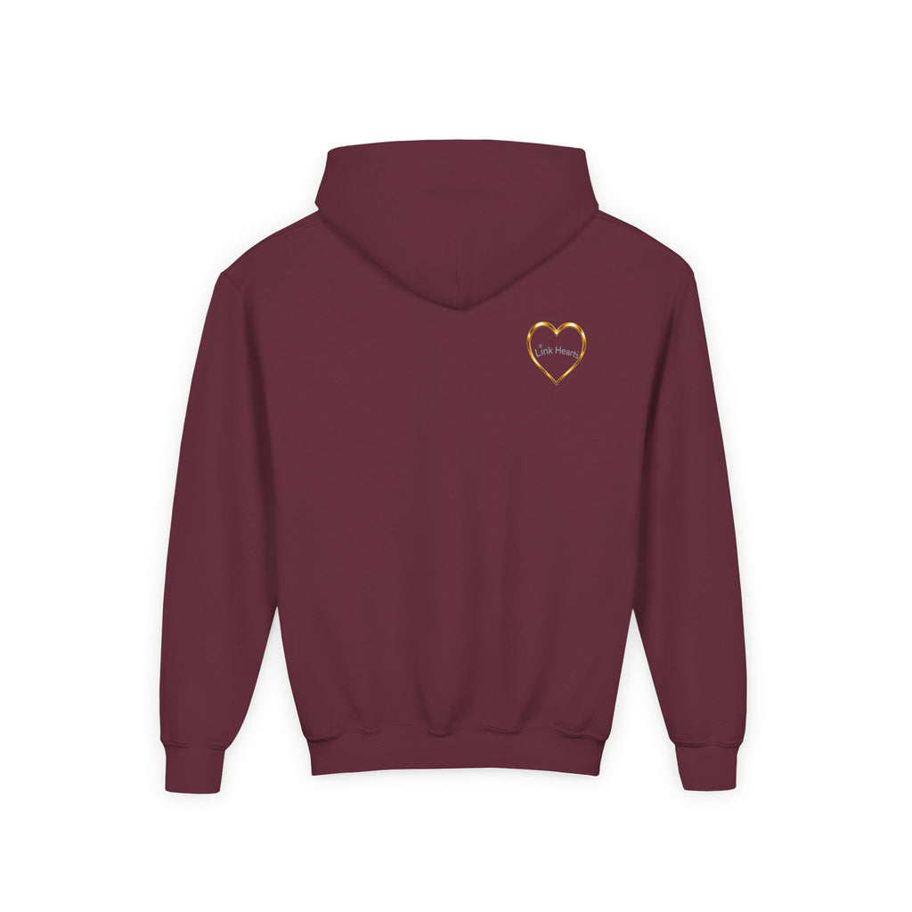 Youth Hoodie — Rainbow Heart Hands Design