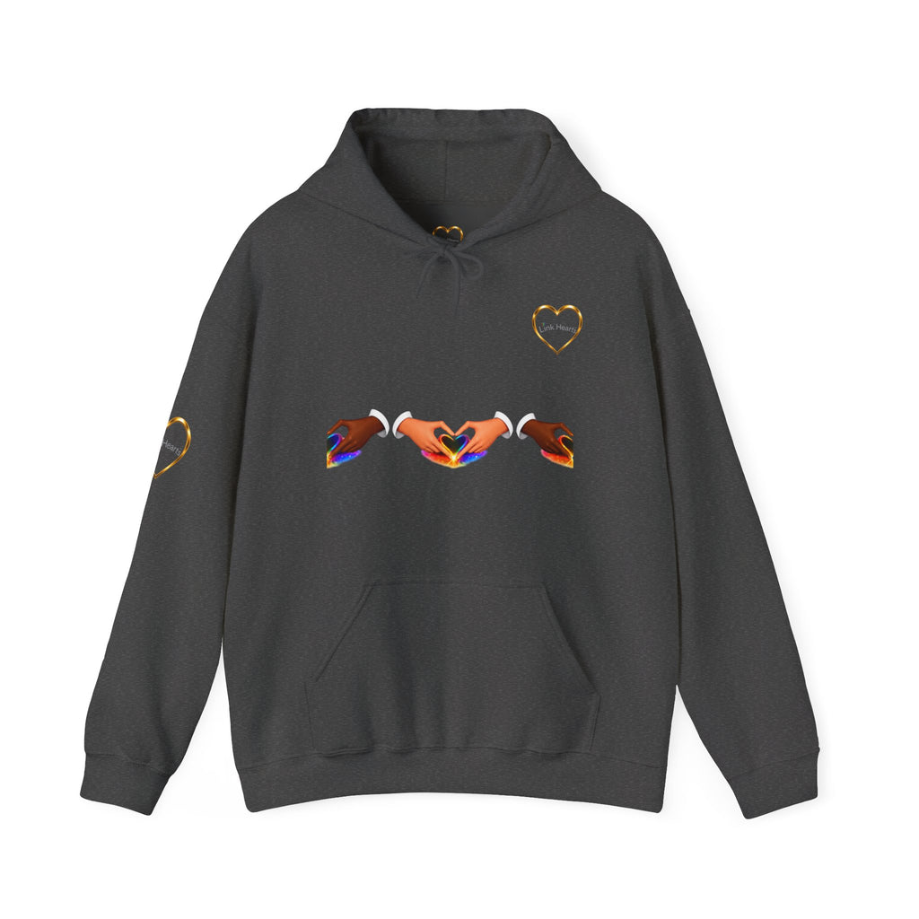 Hoodie — Rainbow Heart Hands Graphic Pullover