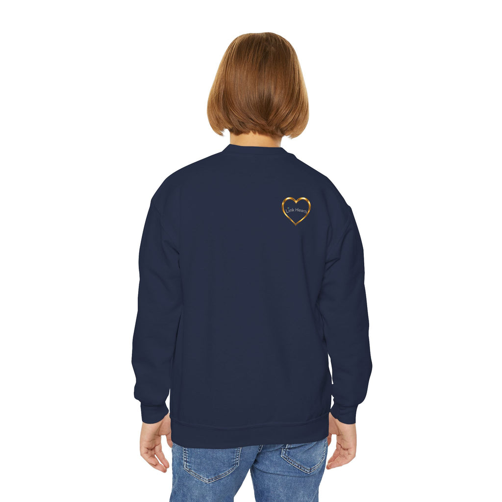Link Hearts™ Youth Crewneck Sweatshirt — Cute Interlinked Hearts Graphic for Kids