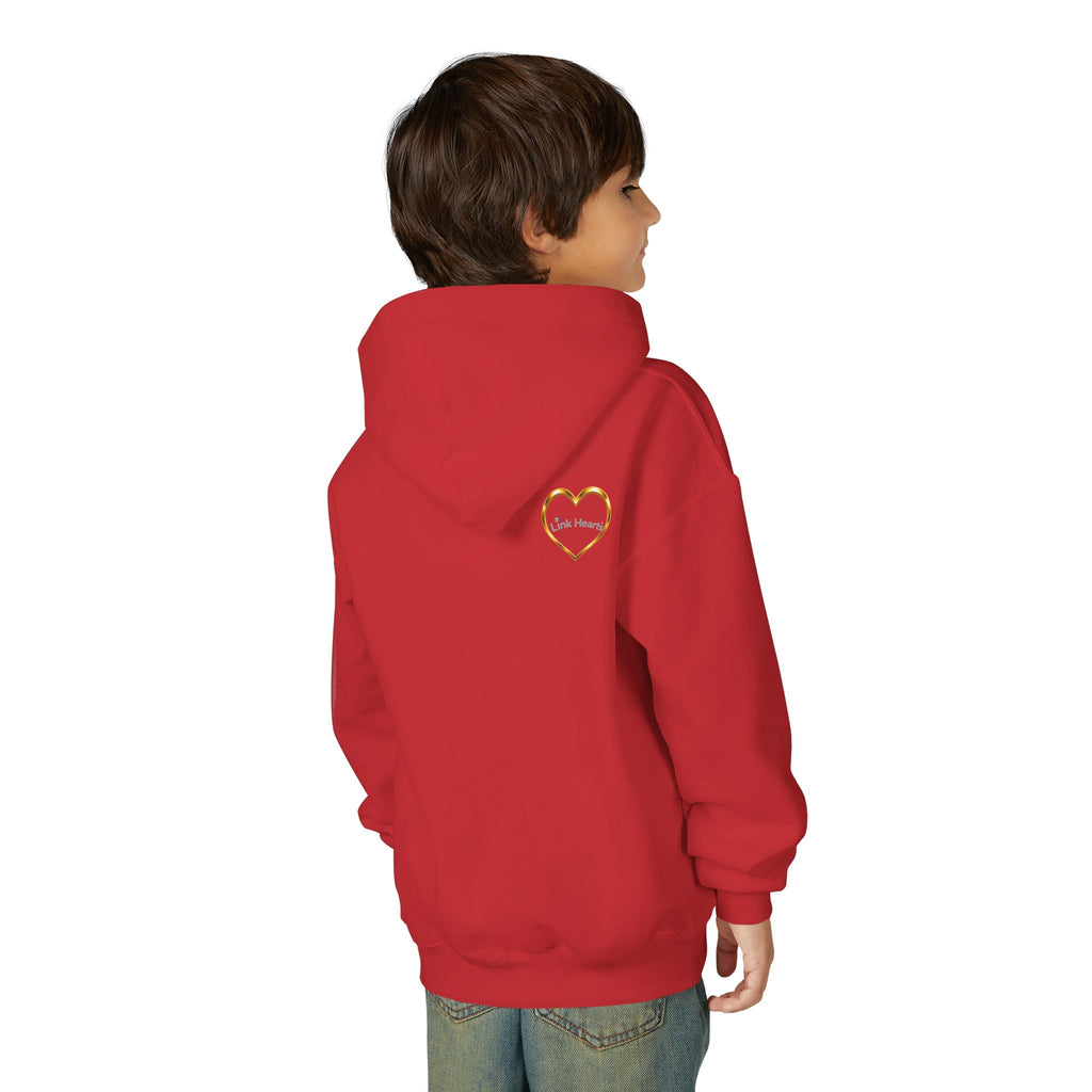 Youth Hoodie — Rainbow Heart Hands Design