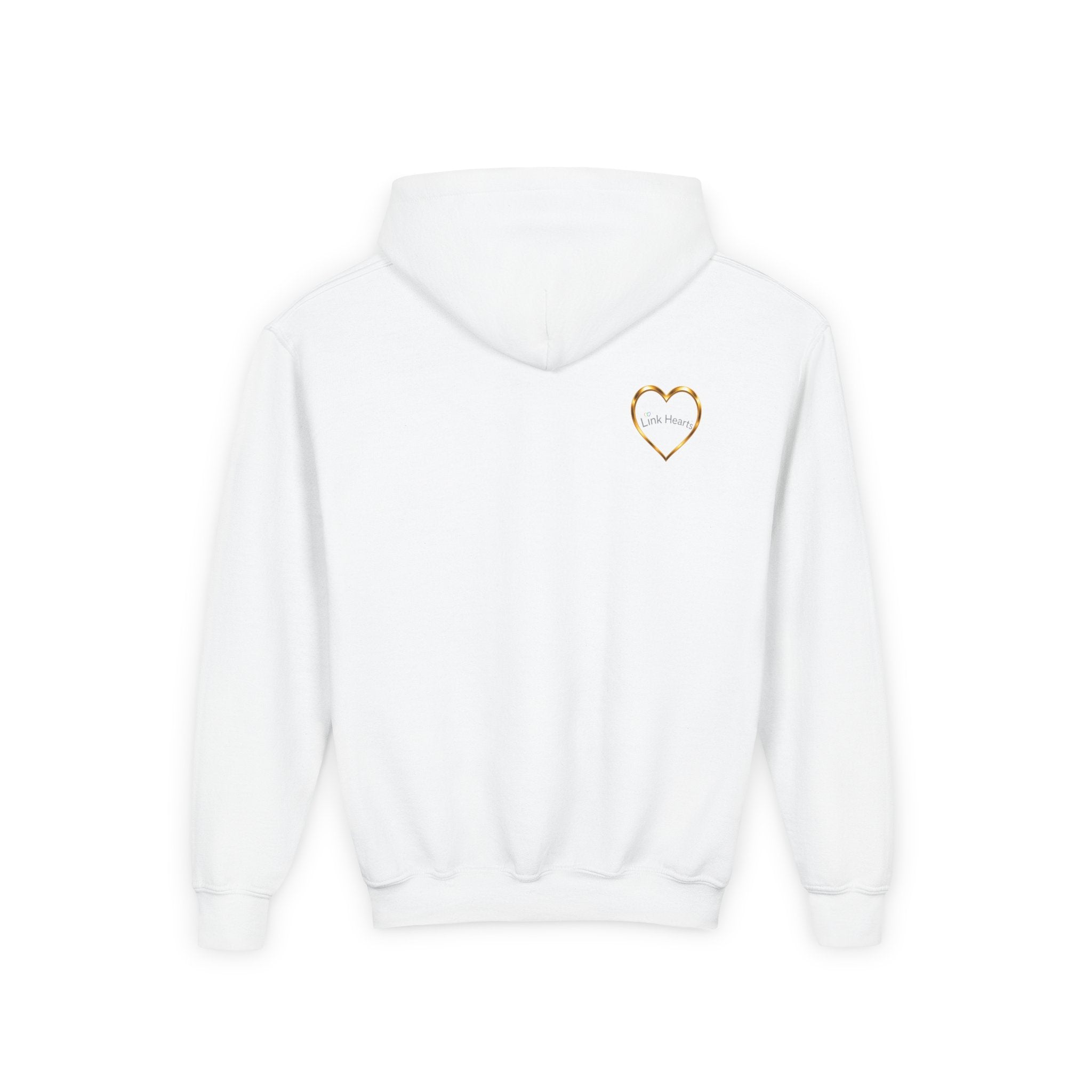 Youth Hoodie — Rainbow Heart Hand Heart Design