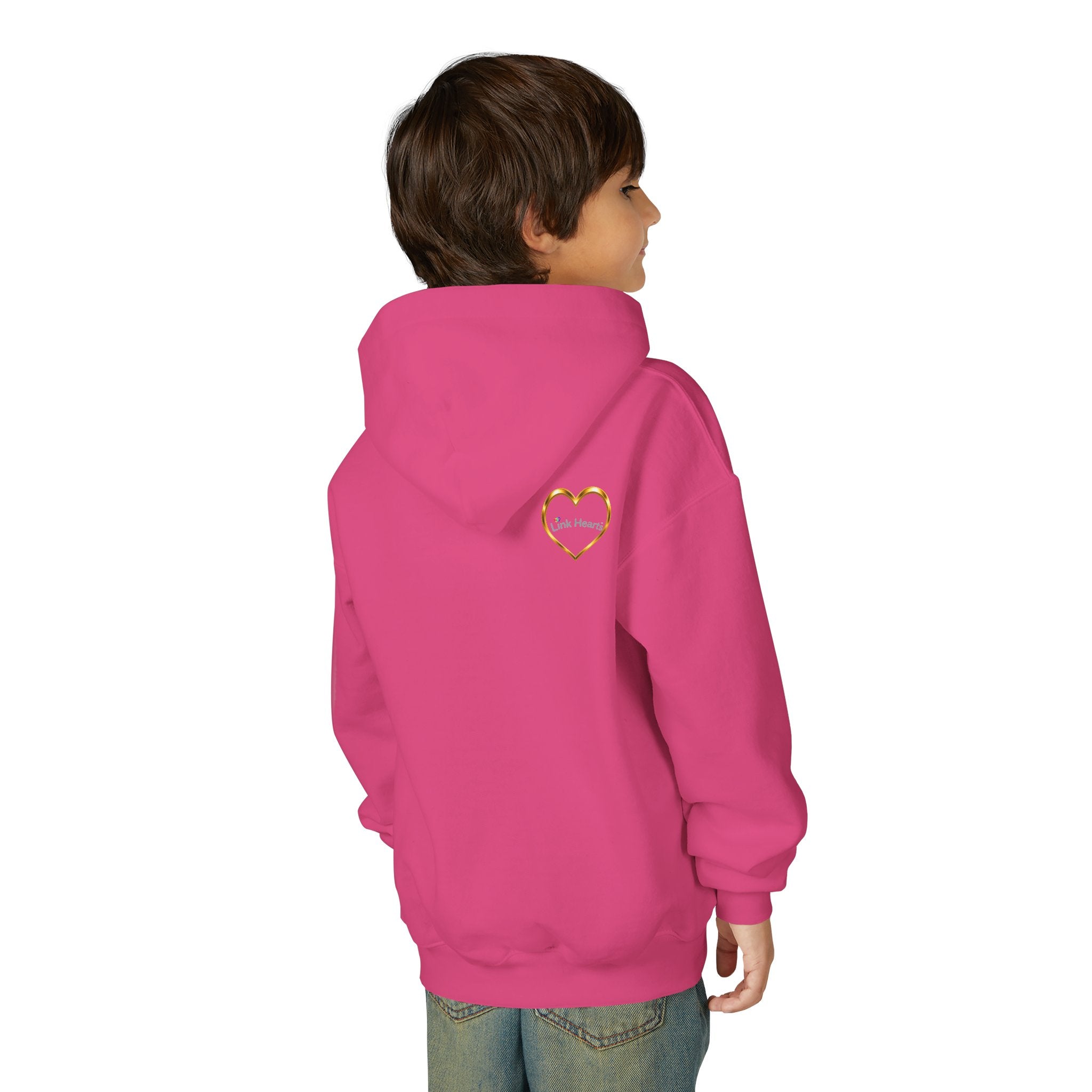 Youth Hoodie — Rainbow Heart Hands Design