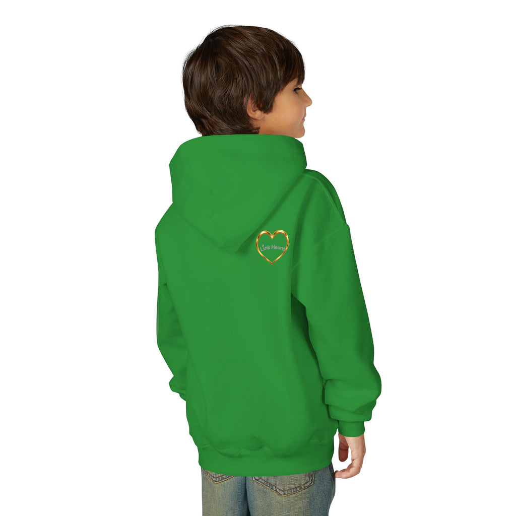 Youth Hoodie — Rainbow Heart Hands Design