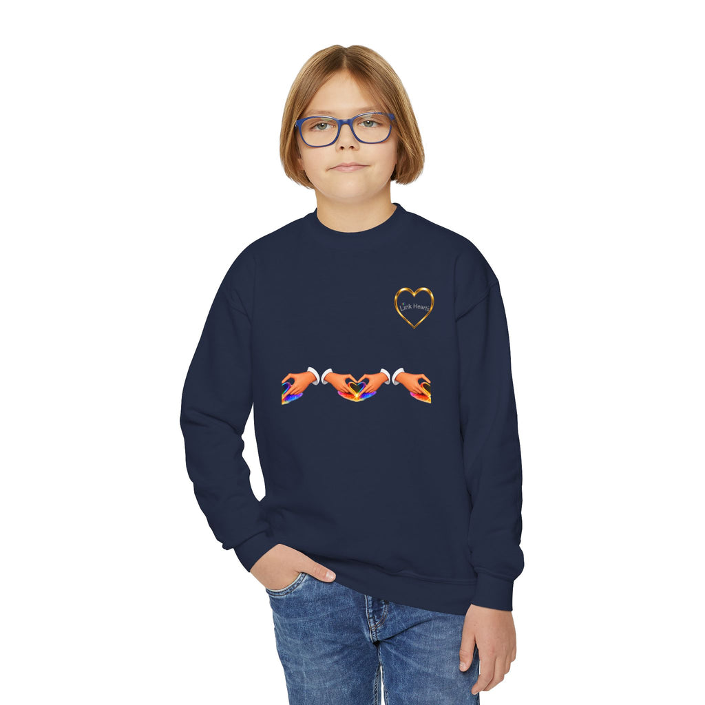 Link Hearts™ Youth Crewneck Sweatshirt — Kids' Heart Link Graphic Pullover