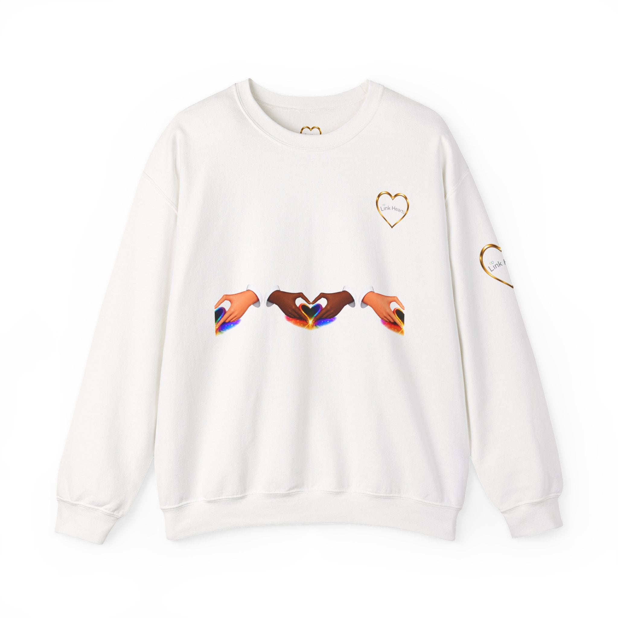 Love Hands Crewneck Sweatshirt — Rainbow Heart Solidarity Pullover
