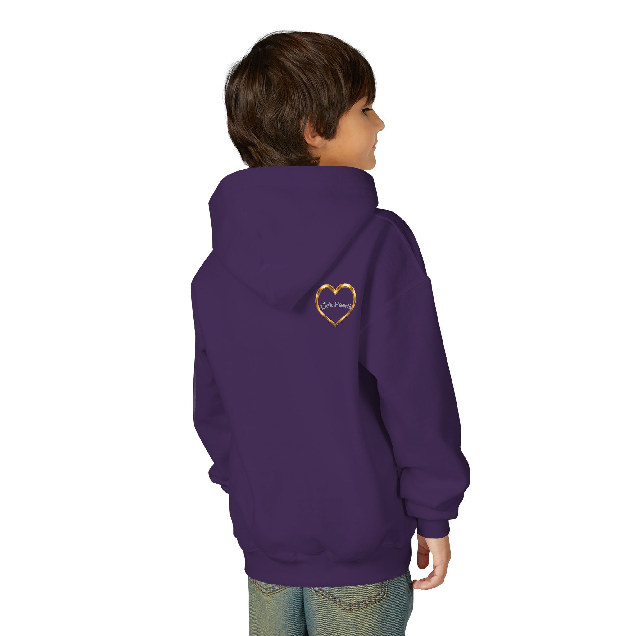 Youth Hoodie — Rainbow Heart Hands Design