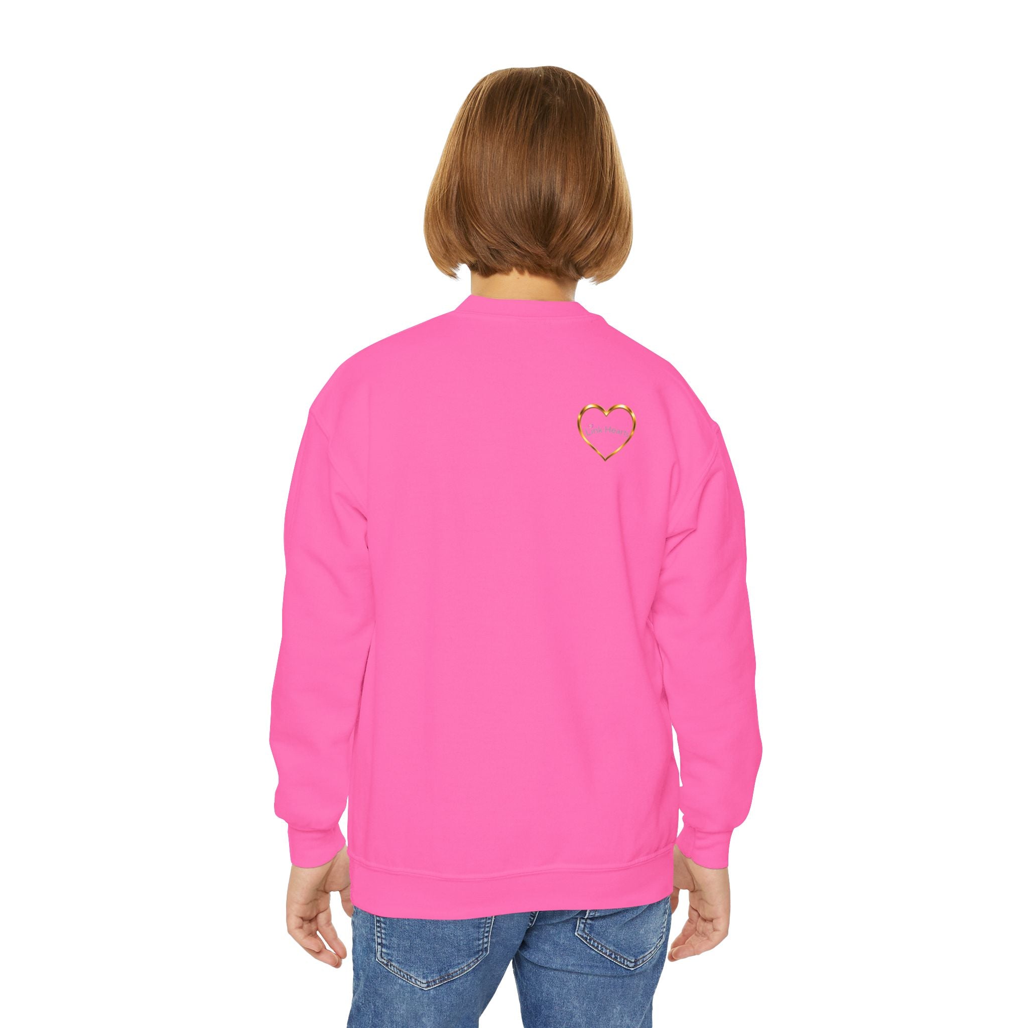 Link Hearts™ Youth Crewneck Sweatshirt — Heart Chain Graphic Pullover for Kids