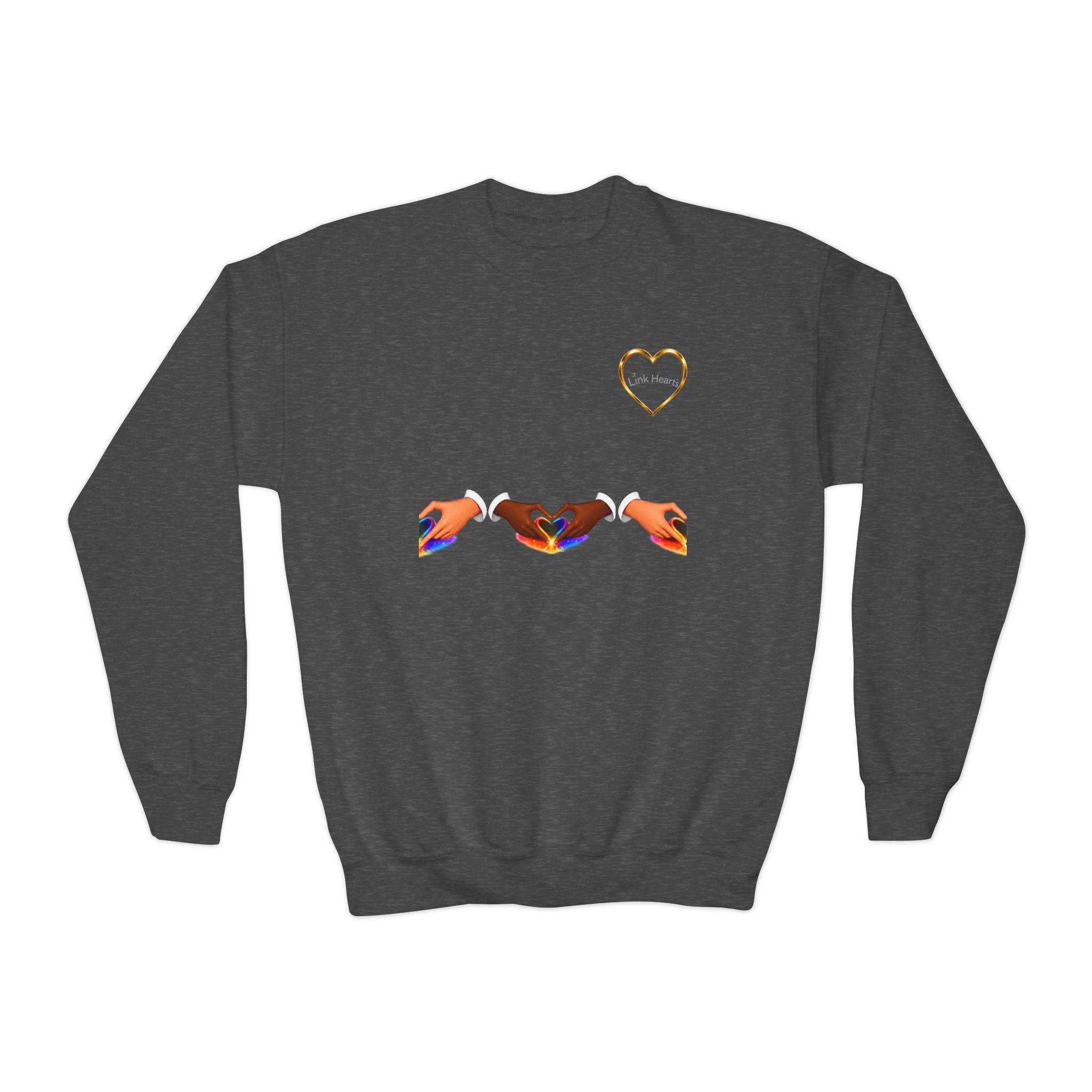 Link Hearts™ Youth Crewneck Sweatshirt — Cute Interlinked Hearts Graphic for Kids