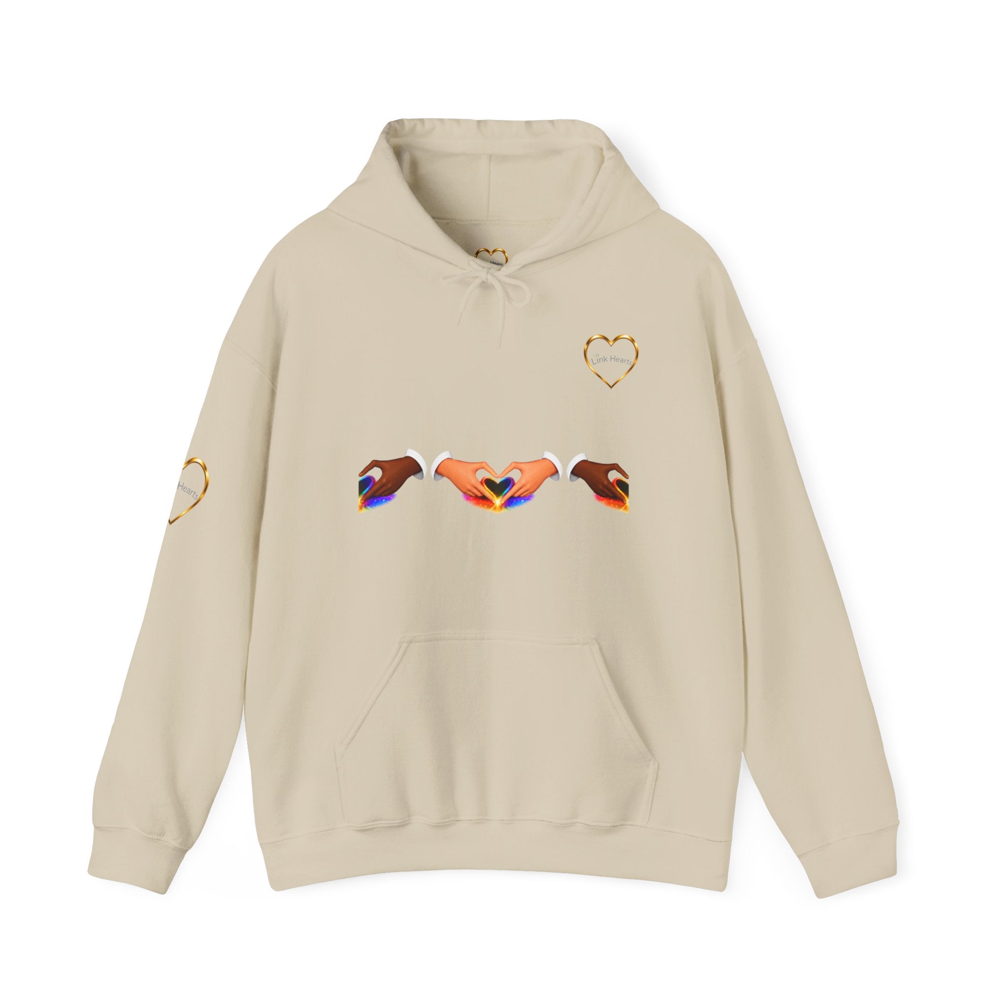 Hoodie — Rainbow Heart Hands Graphic Pullover