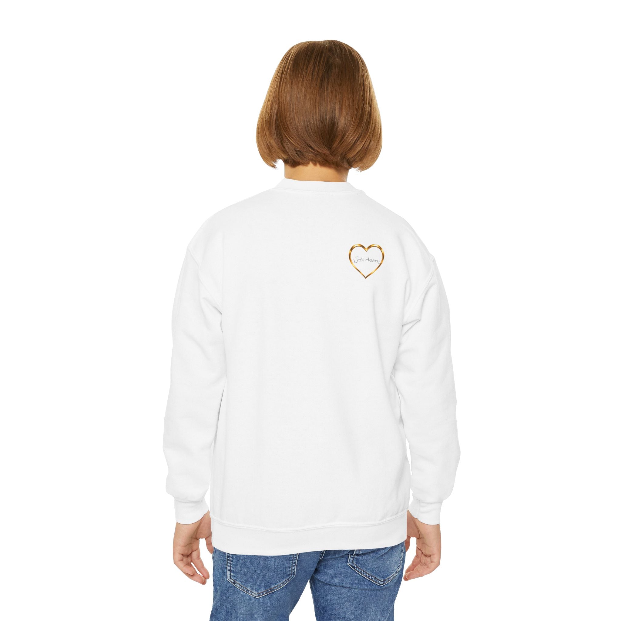 Link Hearts™ Youth Crewneck Sweatshirt — Kids' Heart Link Graphic Pullover